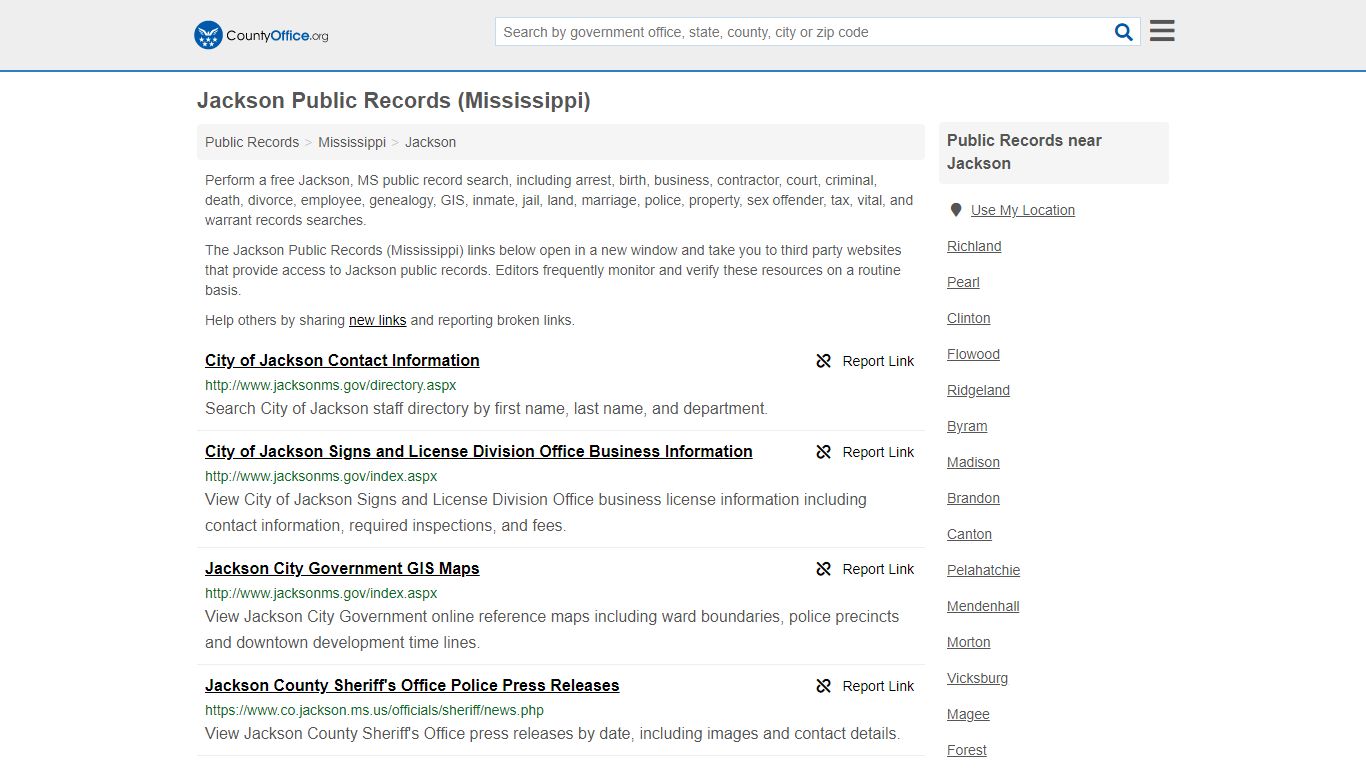 Public Records - Jackson, MS (Business, Criminal, GIS ...