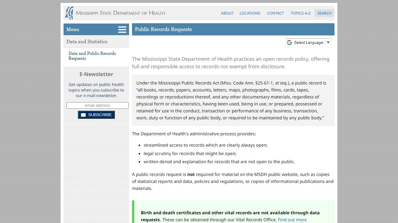 Public Records Requests - Mississippi State Department of ...